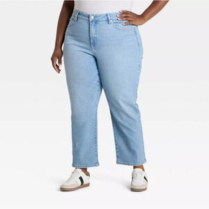Ava & Viv Womens High Rise Boyfriend Jeans Size 18 Medium Wash Denim NWT